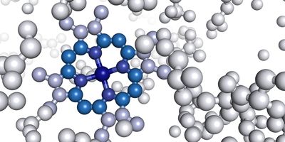 Illustration of inside a protein molecule in blue and gray