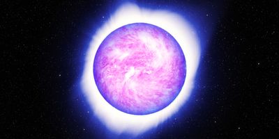 A purple star with solar flares around it