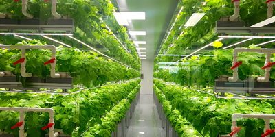 Plants in a vertical farm