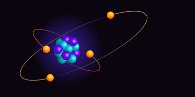 computer image of an atom on a black background