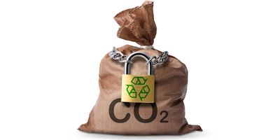 Bag labeled CO2 and locked with a padlock