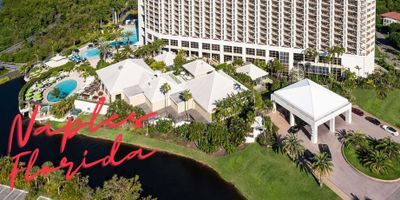 An image of the Naples Grande Resort in Naples, Florida with the words "Naples Florida" in red in the bottom left corner.