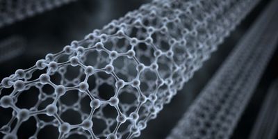 3D carbon nanotubes on dark background