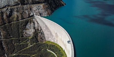 A large dam creating a water resevoir