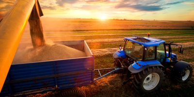 Combine Harvester and tractor