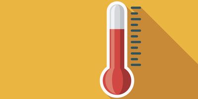 Vector image of a thermometer on a yellow background