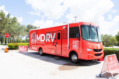 Mobile RV testing lab from FastLabs travels to testing site. 