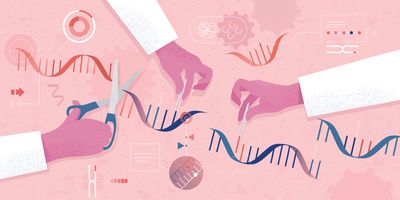 Illustration of scientists splicing DNA