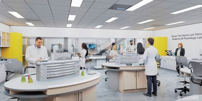 3D render of scientists working in a laboratory