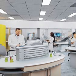 3D render of scientists working in a laboratory