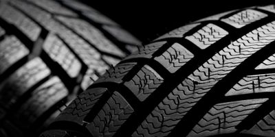 Close up on rubber tires