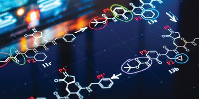 An image of white and red chemical formulas on a black background.