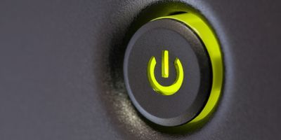 glowing green power button