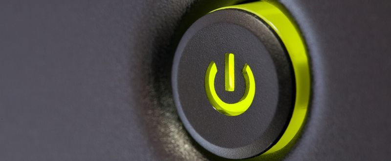 glowing green power button