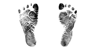 Ink stamp of a childs footprints