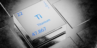 Periodic table symbol for titanium made of steel