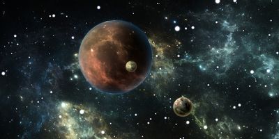 Computer image of exoplanets in space