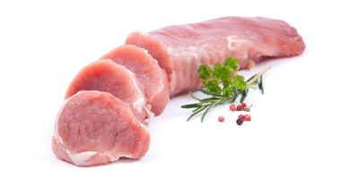 Fresh cut of pork on a white background