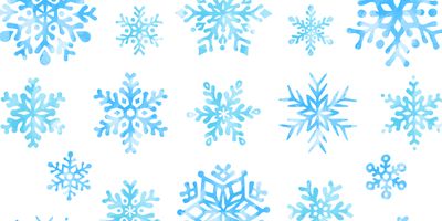 Vector image of various snowflakes on a white background