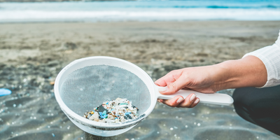 microplastic pollution on the beach