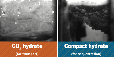 A comparison of Texas Engineer Vaibhav Bahadur's carbon storage hydrate with a current version